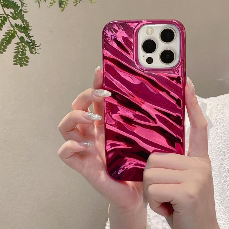 3D Electroplated Wrinkle Pattern Phone Case for iPhone 16 Pro Max, Compatible with Apple 15/14/13, Premium Feel