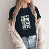 Women's Fashion 2026 New Year Printed Round Neck Short Sleeve Top