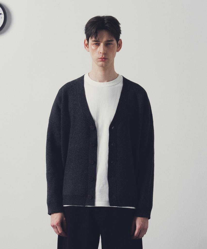 Andagain Minimal Basic Oversized Cardigan (Dark Gray