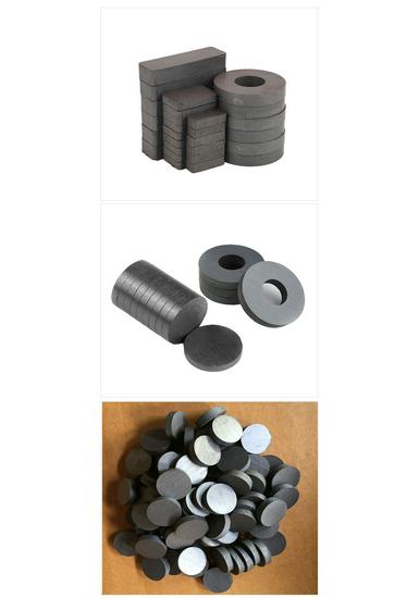 Various Shapes Permanent and Ferrite Magnet Samples: Rectangular, Round, Black