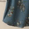 ZANZEA Women Casual Round Neck Half Sleeve Loose Floral Print Blouse