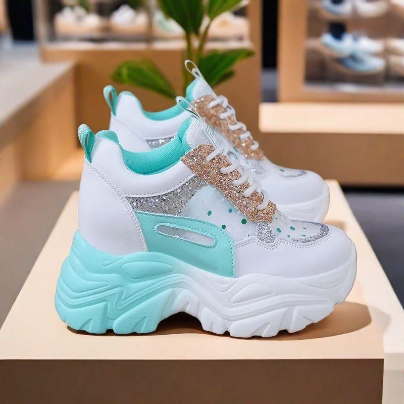 Daddy Shoes Women's Lightweight Mesh Breathable Casual Women's Shoes 2025 Summer New Small Inner Height Increase Casual Shoes Women