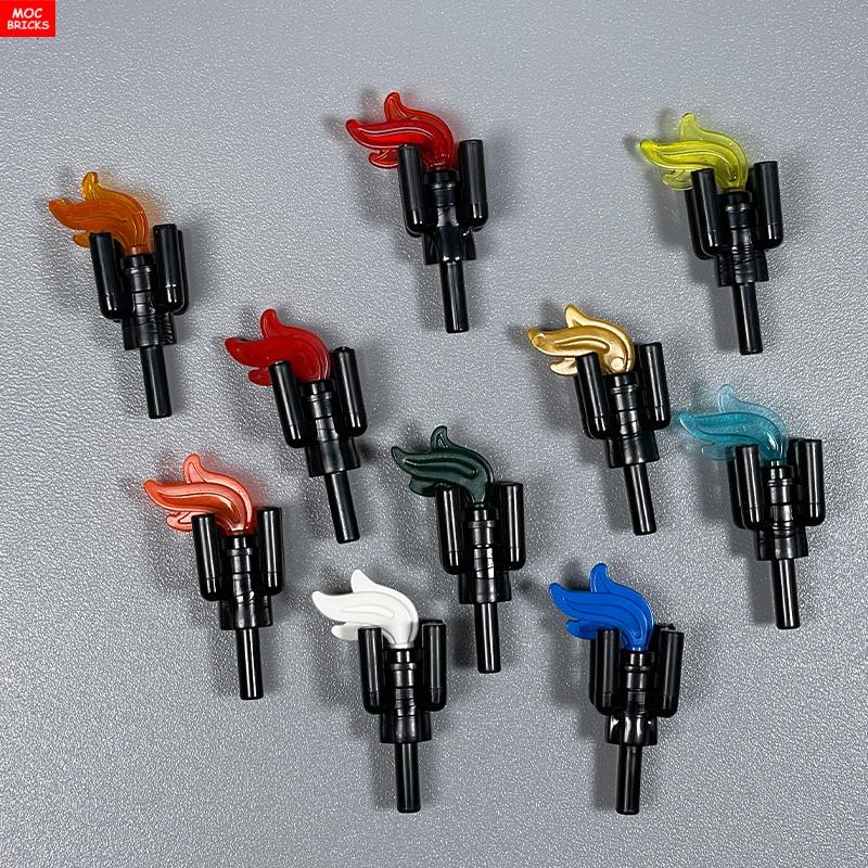 MOC Blocks Trans Leather Flame Fire Torch 2566 64647 4cm Figure Construction Bricks DO IT YOURSELF Playthings Ideal For Kids Dolls Gifts