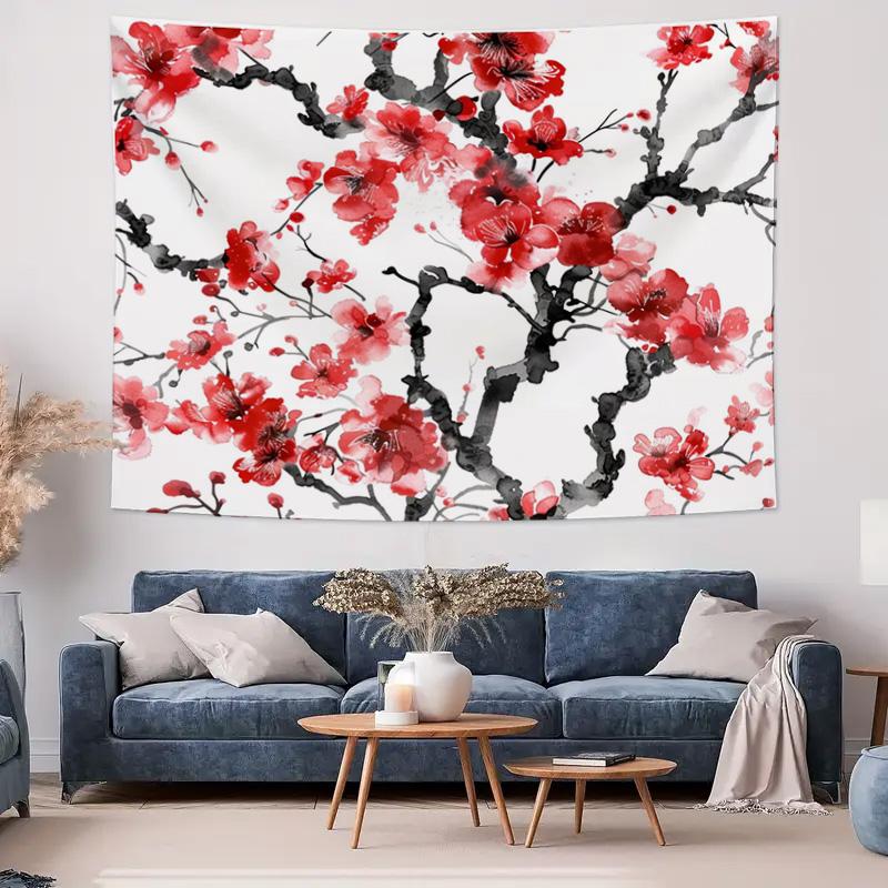 Red Sakura Blooming Bedroom Art Tapestry Wall Decoration Fabric 74x94cm(29x37in)