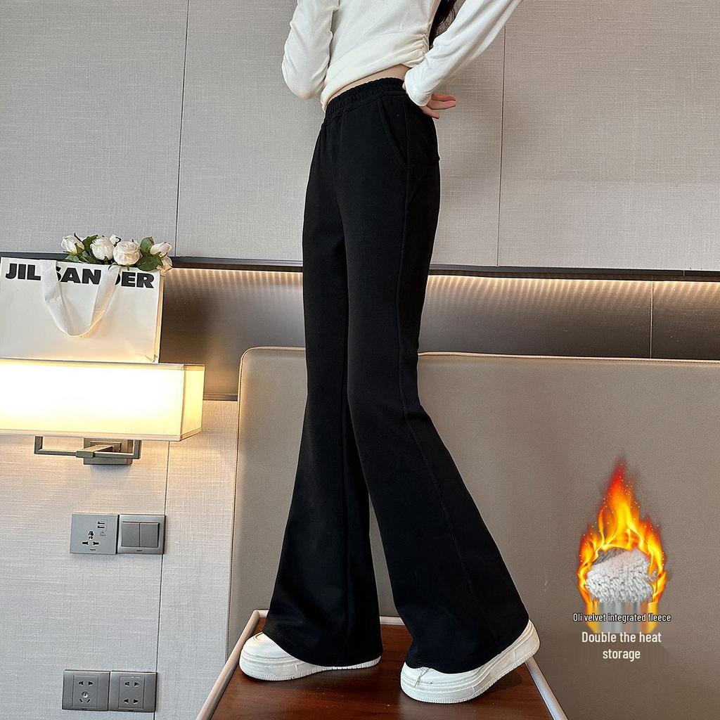 2025 Autumn/Winter Fashionable Elastic Flared Pants for Girls