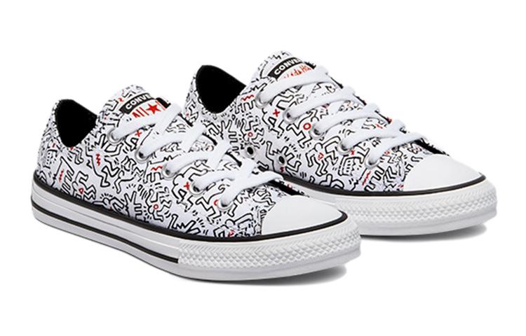 Keith Haring X Converse Chuck Taylor All Star Canvas Low Top Kids Canvas Shoes White Black 371861C