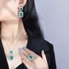 S925 Silver Needle Popular Simulation Jewelry Accessories Set Emerald Three-piece Fashion Women's