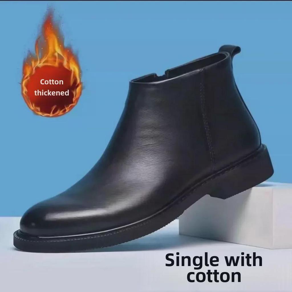 Herren Chelsea Lederstiefel im europäischen Stil - Einfarbig, Winterkollektion.