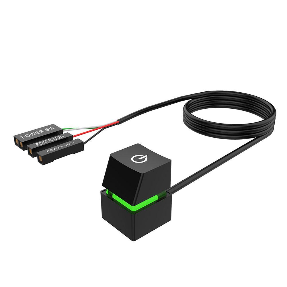 Desktop Computer Power Switch External Start Power Extension Cable Home Office Switch 2m Blue/green Led Light for pc Motherboard