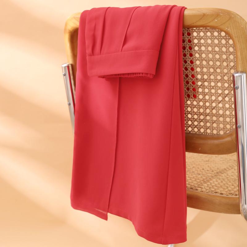 Summer Chiffon Wide Leg Trousers Women Fashion High Waist Pants