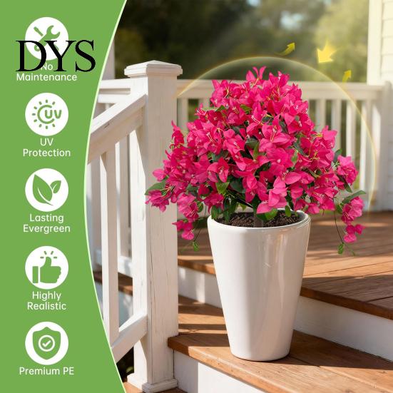 Realistisches Heim-Ornament Künstlicher Bougainvillea-Kugelbaum, Kunstseidenblumen mit Erdspieß, UV-beständige Blumen für die Haustür