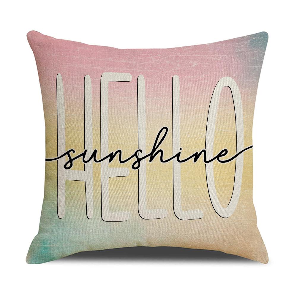New Spring and Summer Cute Vacation Pillow Case Linen Printed Home Pillow Living Room Sofa Party Cushion Cover