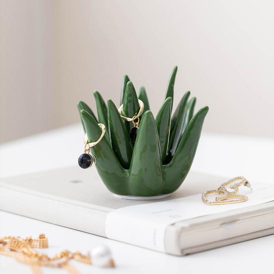Stojan na prsteny Stojan na šperky Kompaktní design Kreativní stojan na prsteny ve tvaru aloe Stojan na uložení šperků Dekorace na stůl