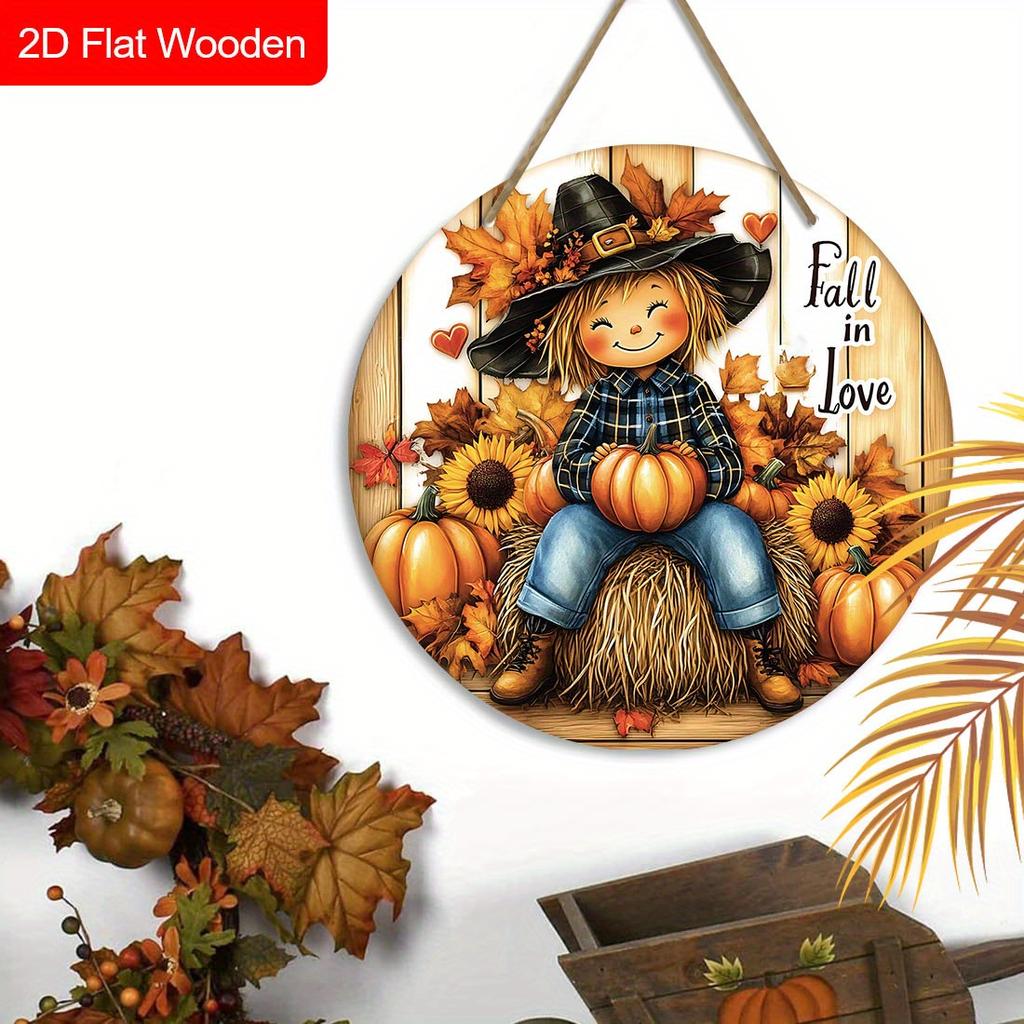 Garden decorations,autumn harvest festival decorations,wooden hanging decorative signs,Little girl and pumpkin pattern,2D flat products