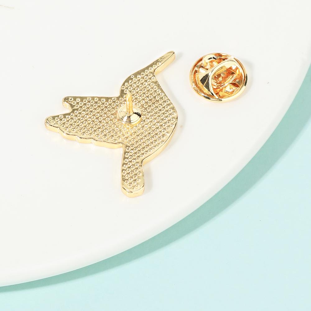 Funny Plant Flower Pattern Design Swallow Enamel Brooches Blue Bird Shaped Golden Pins