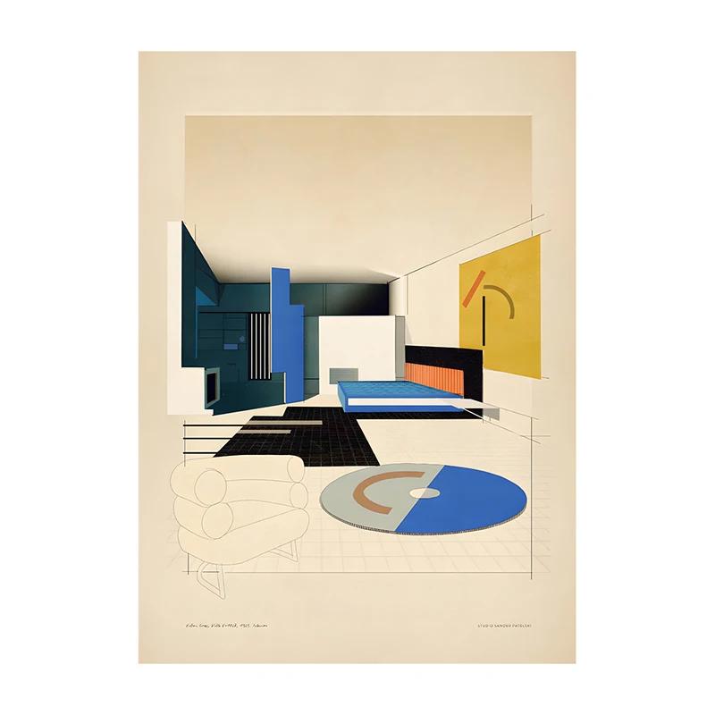 Vintage Bauhaus Residential Composition Poster Print Classic Canvas Painting Abstract Wall Art Picture for Home Decoration