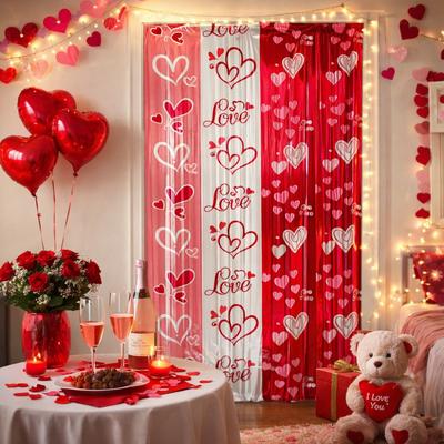 1×2 Cm Valentine's Day Rain Curtain Sparkling Romantic Heart-shaped Hanging Curtain Exquisite PET Love Curtain Home Background