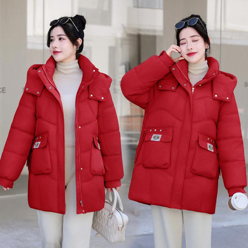 Autumn and Winter Korean Version Hooded Bread Jacket, Thick Down Cotton Jacket, Medium To Long Down Jacket, Loose Outer Jacket, Cotton Jacket