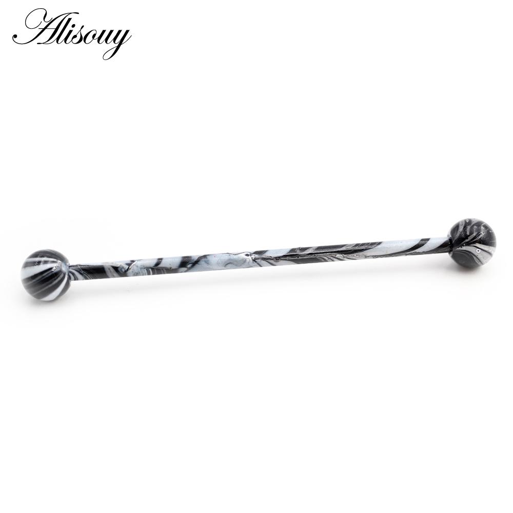 Alisouy 2PC Candy Backfarbe Edelstahl Kugel Ohrring Piercing Industrial Barbell Bar Gerüst Ohrknorpel Helix Schmuck