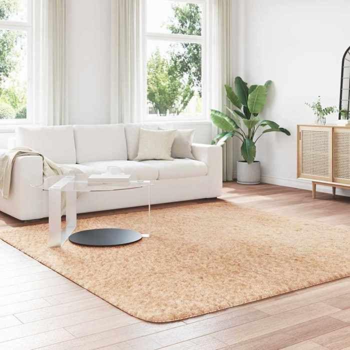 VidaXL Shaggy Rug with Long Pile Beige 240x240 Cm Polyester, Rug, Bedroom Rug, Modern Rug, Living Room Rug, Rug 4102885