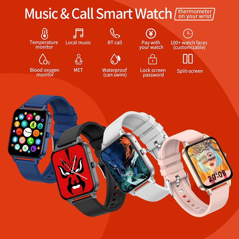 Men Women Smart Watch Ip68 Waterproof Body Temperature Monitor Call Smartwatch Fitness Sports Watches For Android Ios Phone