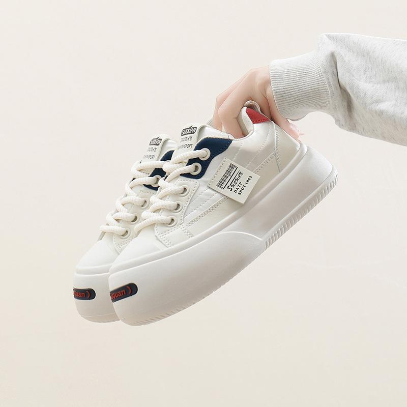 

Кроссовки на толстой платформе для женщин, прогулочная обувь со шнуровкой, удобные теннисные туфли из искусственной кожи для тренировок, женские повседневные легкие нескользящие кроссовки 40