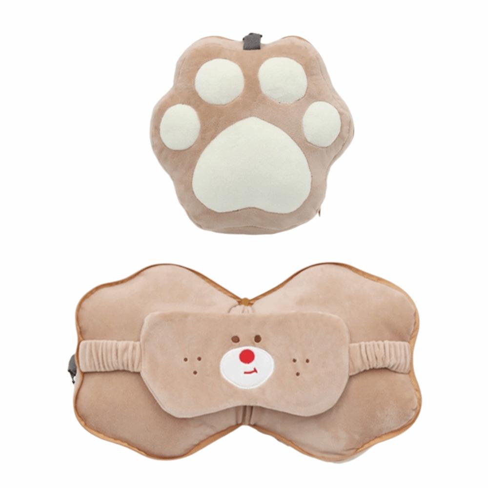 Cuscino da Collo Creativo 2 in 1 Portatile Cartone Animato Copriocchi da Viaggio Maschera da Sonno Multifunzionale in Velluto Ufficio