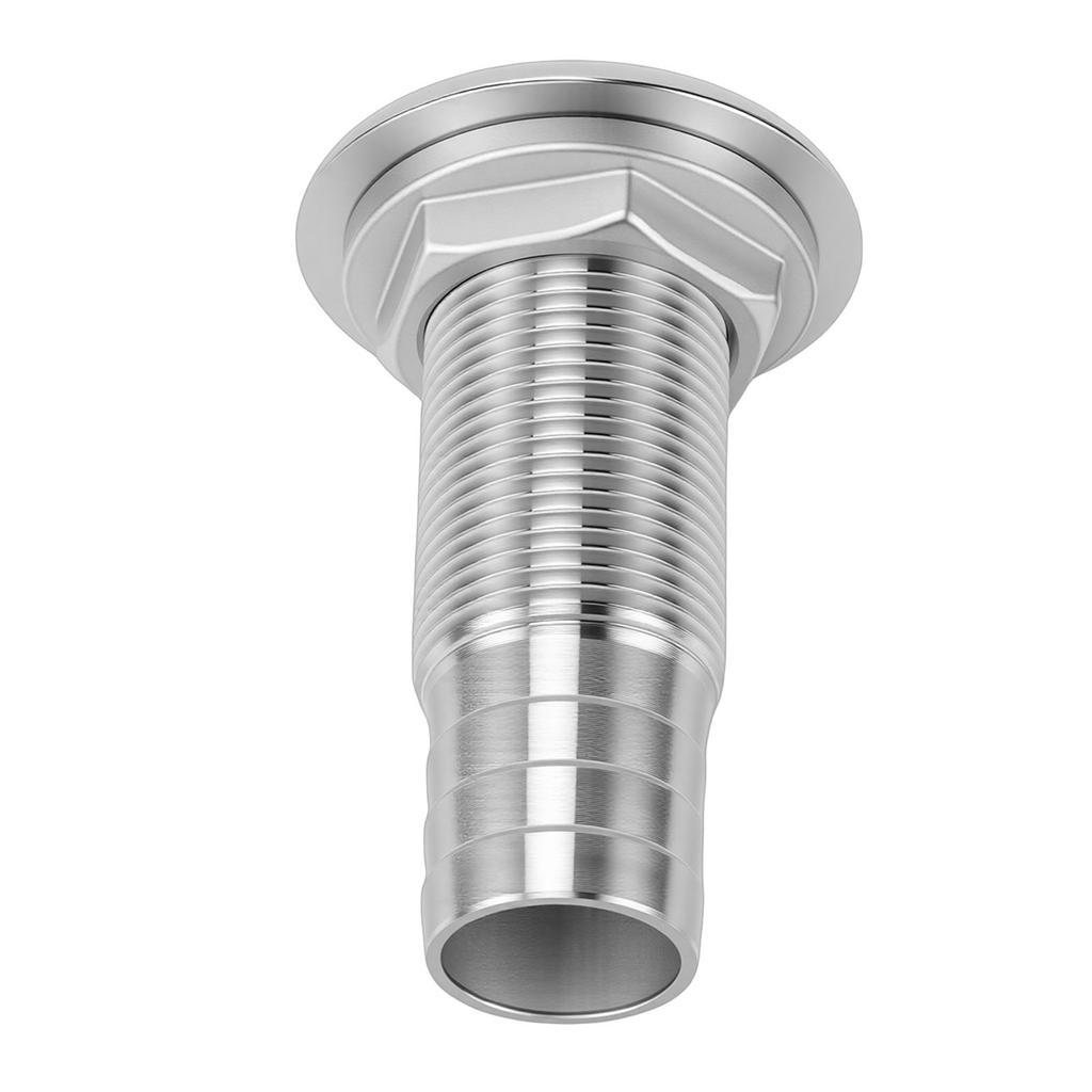 Thru Hull Fitting 1 Inch 316 Stainless Steel Straight Barbed Hose Thru Drain Connector for Boat Yacht 1 Inch Half