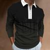 Men's Sweatshirt Zip Casual Slim Men's Stripe Digital Print Long Sleeve Polo Top