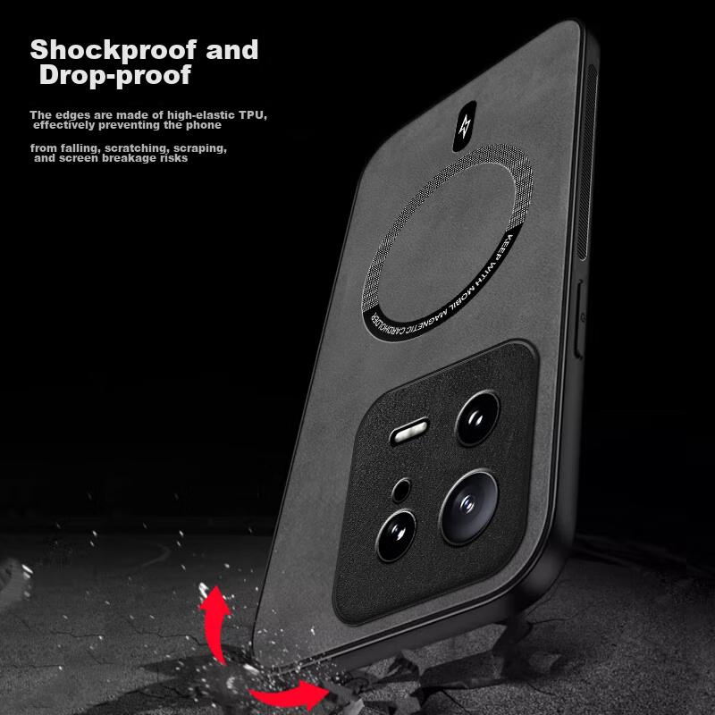 Xiaomi 13 Phone Case, Xiaomi 13 Protective Cover, Skin-Like Magnetic New Frosted Lens Full Protection Silicone Simple Style - Black