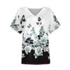 Women's Short Sleeve Shirts V Neck Print Tops Casual Tops Basic Tees Blouse Loose Tops