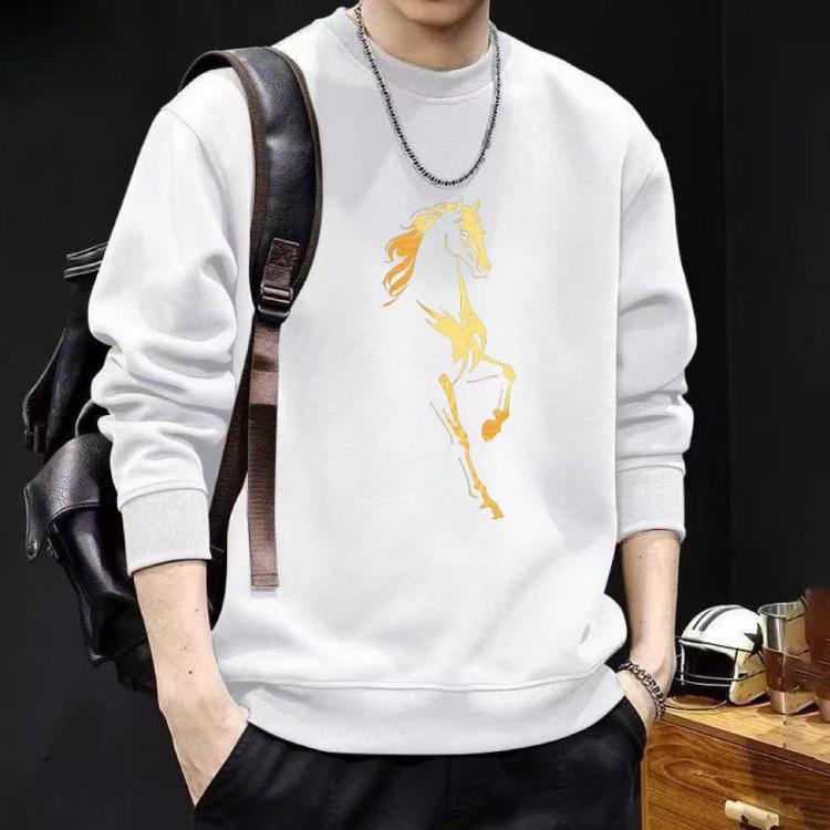 Sweat à capuche tendance pour homme avec imprimé cheval, manches longues, col rond, pour l'automne/l'hiver