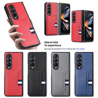 Zfold4 חריץ לכרטיסי עור תיק לטלפון סלולרי Funda Case עבור Samsung Galaxy Z Fold 4 Fold3 Fold2 קיפול 3 4 Fold4 כיסוי מט ללא החלקה