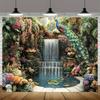 1pc2D Peacock Waterfall Garden Photography Banner - Suitable for Birthdays Festivals Parties Multiple Sizes To Choose from