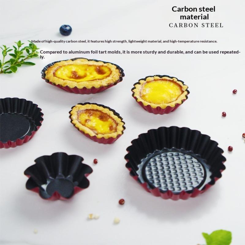 Muffin Cup Carbon Steel Egg Tart Molds Mini Non-Stick Cake Mold Reusable Creative Tartlet Baking Mold Pizza Pan