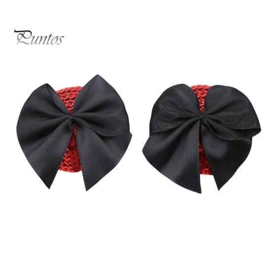 1 Pair Chest Patches Anti-exposure Bow And Sequin Decor Nipple Covers Reusable Lightweight Nipple Stickers Couple Sex Product for Parties And Dates