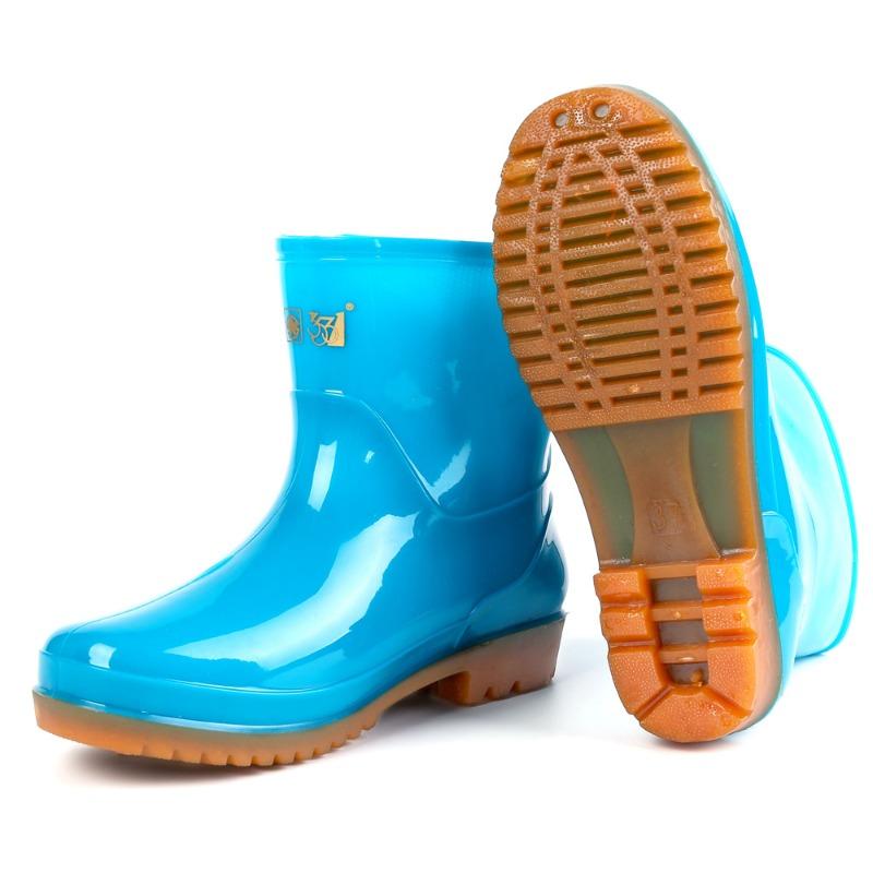

3 New women s low-tube rain boots 135 blue and green non-slip beef tendon low-top rain shoes work water shoes 41 синий