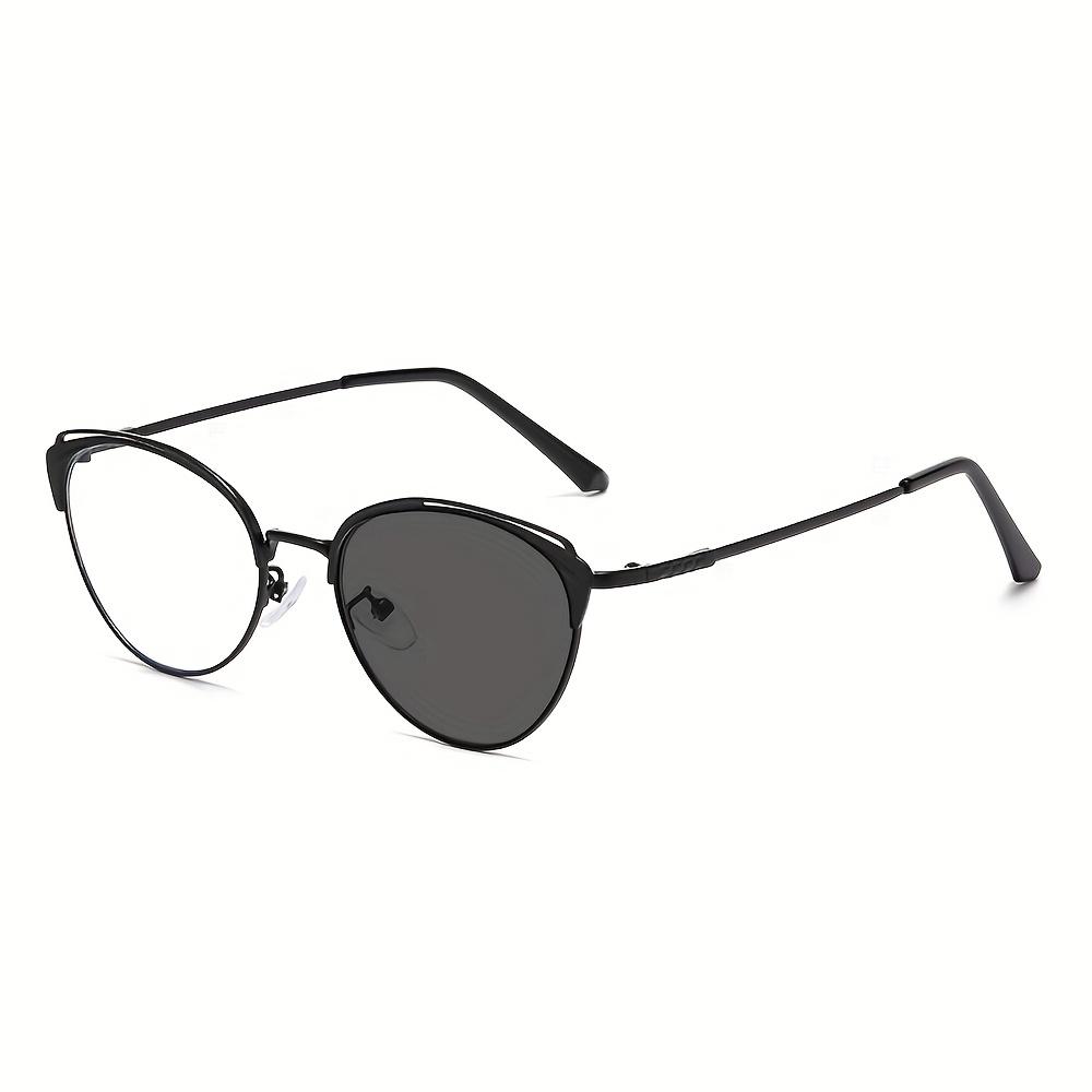 1pcs New high-end retro metal cat eye holder for men and women equipped with photochromic day and night dual-use sunglasses