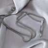 Fashion Stainless Steel Curved Bar Necklace Unisex Double Chain Metal Pendant Accessory