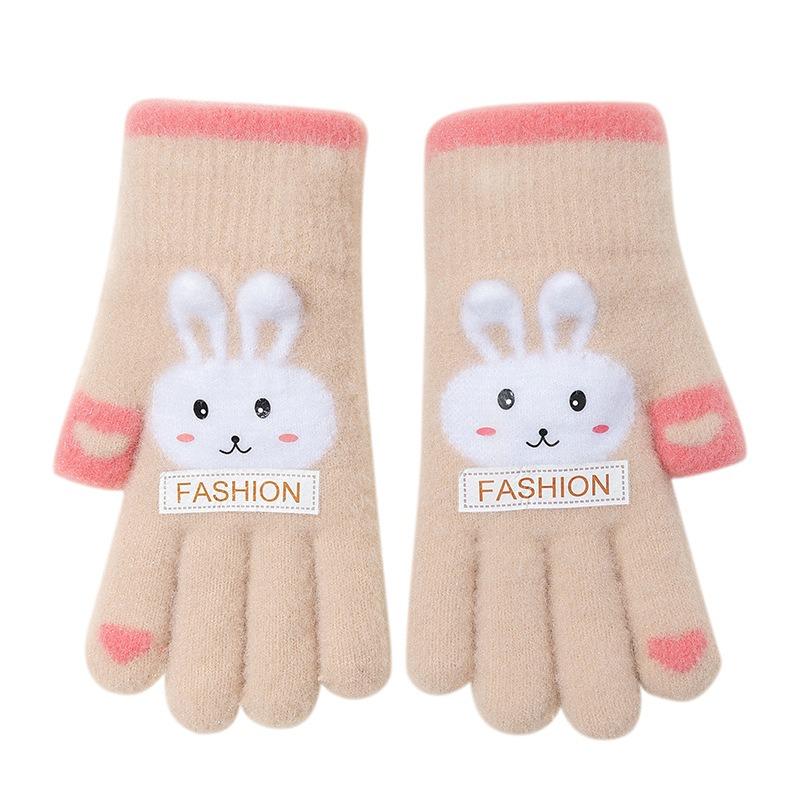 Children's gloves autumn and winter cute super cute five-finger boys and girls baby cartoon warm finger cold-proof thickened gloves