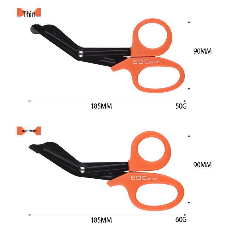Stainless Steel Outdoor EDC Military-Grade Scissors: Bent Tip, Medical, Bandage, Tape & Cloth Cutting