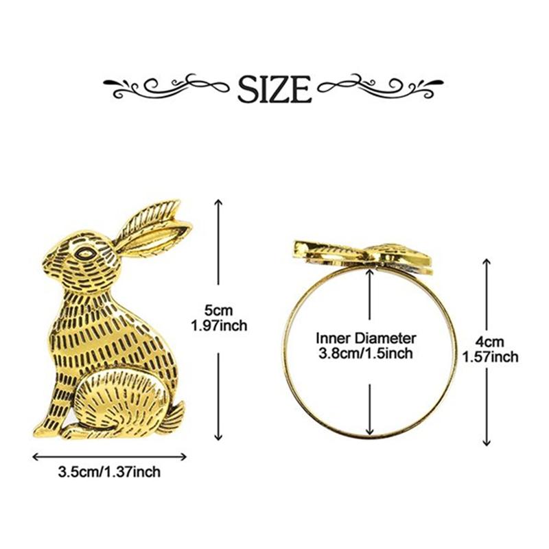 Good-Easter Bunny Napkin Rings Napkin Ring Holders Metal Table Decor Set Of 12 For Easter Party Banquet Dinner