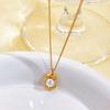 Fashion Embossed Imitation Pearl Pendant Necklace for Women Luxury Design Gold Color Cuban Stainless Steel Chain Necklaces Jewelry