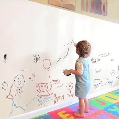 1 Roll Washable Electrostatic Whiteboard Wallpaper,Soft, Removable, and Reusable for Writing, Drawing, and Graffiti for Office Home Walls