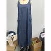 Summer Autumn Overalls Dress Muslim Sundress Robe Femme Vintage Straps Solid A Line Denim Blue Vestidos Kaftan