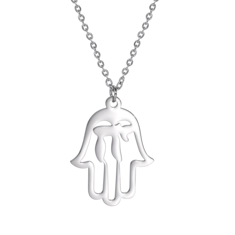 

LIKGREAT Hand of Fatima Hamsa Pendant Necklace for Women Stainless Steel Classic Evil Eye Charms Choker Jewelry Gifts