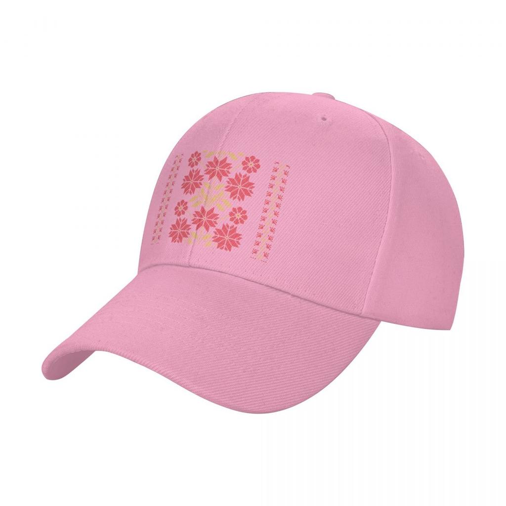 Traditional Tatreez Embroidery Flowers Pattern Design 9 Red-gold Baseball Cap Luxury Brand Snap Back Hat Custom Hat Man Women's
