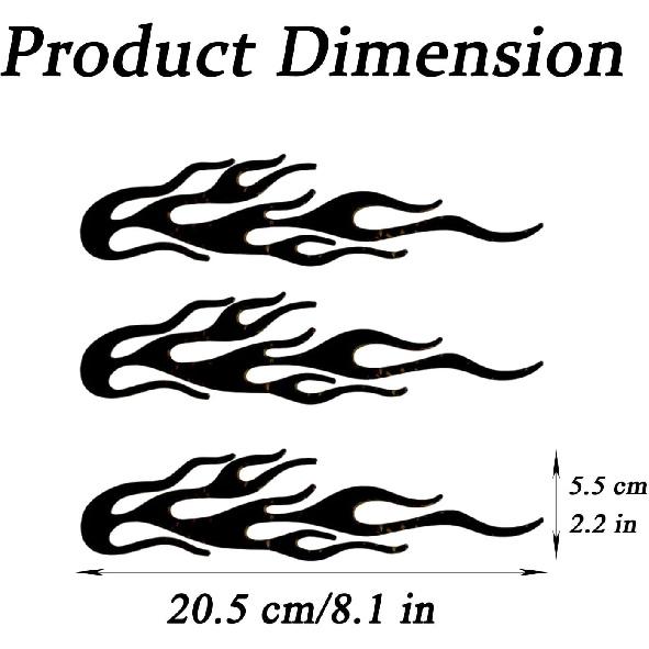 3 Pcs Black Flame Reflective Sticker Decal for Cars Motorcycle