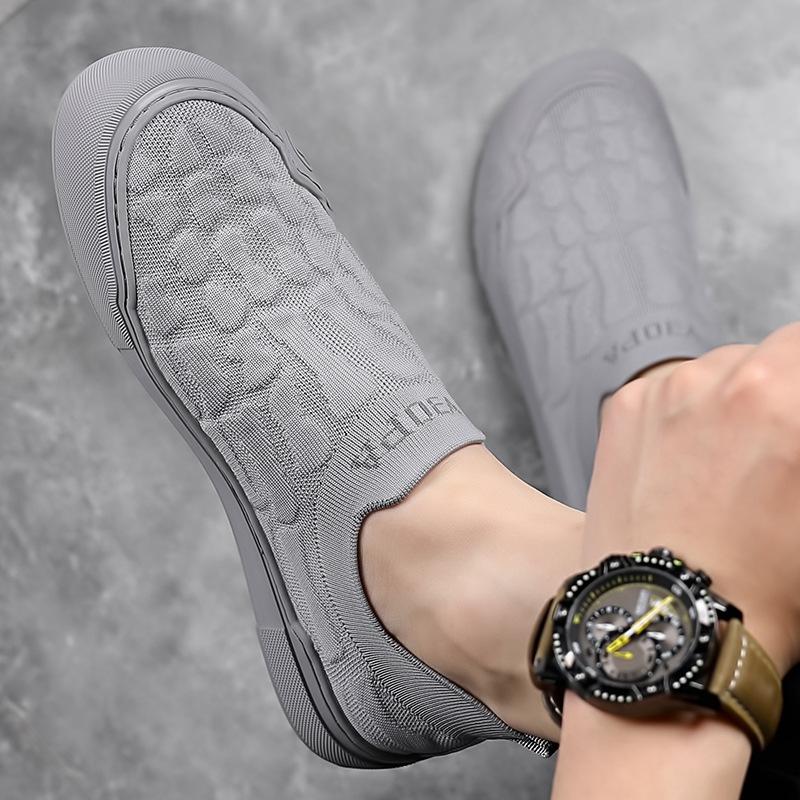 Flying Woven Mesh Shoes Men's 2024 Summer New Lightweight Soft-Soled Breathable Casual Shoes One-Footed Middle-aged Mesh Men's Shoes