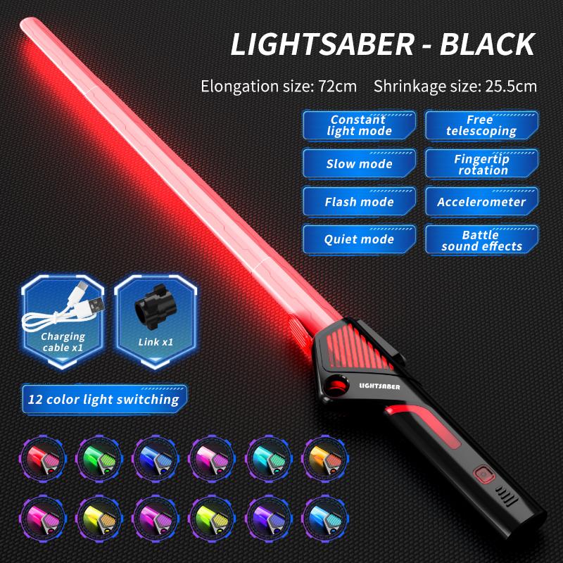Non-Toxic Children Colorful Glowing Sword Toys Telescopic Music Laser Sword 2-In-1 Rotating Decompression Toy Light Sword Kids Adult Toys
